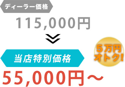 ディーラー価格115,000円がCar Checkだと55,000円～。6万円もお得！